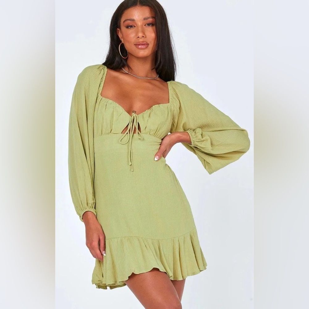 Princess Polly Sage Long Sleeve Dress